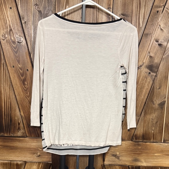 LOFT Cream and Black Striped Blouse - Picture 4 of 4